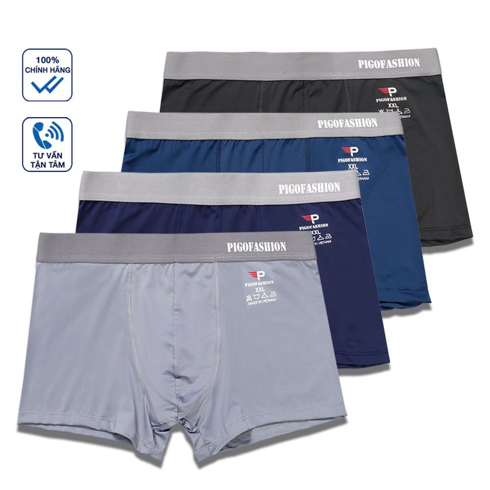 Hộp 4 quần lót boxer nam thun lạnh cao cấp Pigofashion Zqlbx03