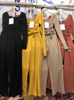 Set áo rút eo+ quần suông