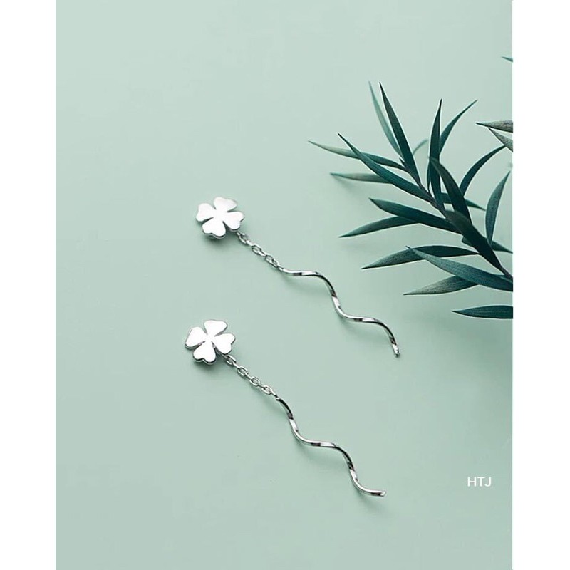 NỤ 4 LÁ DANG DÀI CAO CẤP - BÔNG TAI BẠC NHỎ XINH