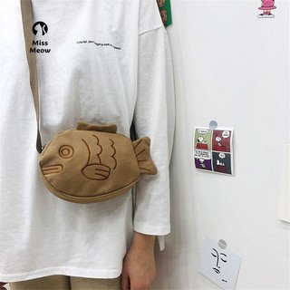 Túi đeo chéo canvas hình bánh cá Taiyaki Korean Style Hàn Quốc