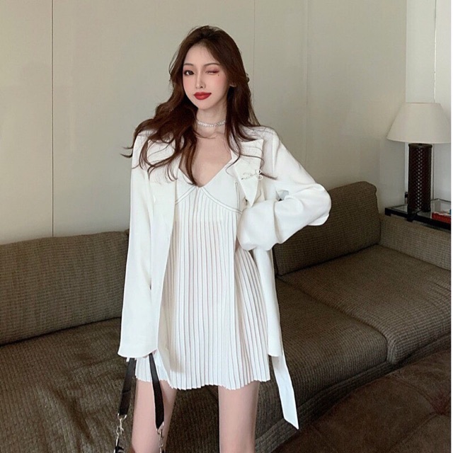 SET ÁO BLAZER VÀ ĐẦM HAI DÂY