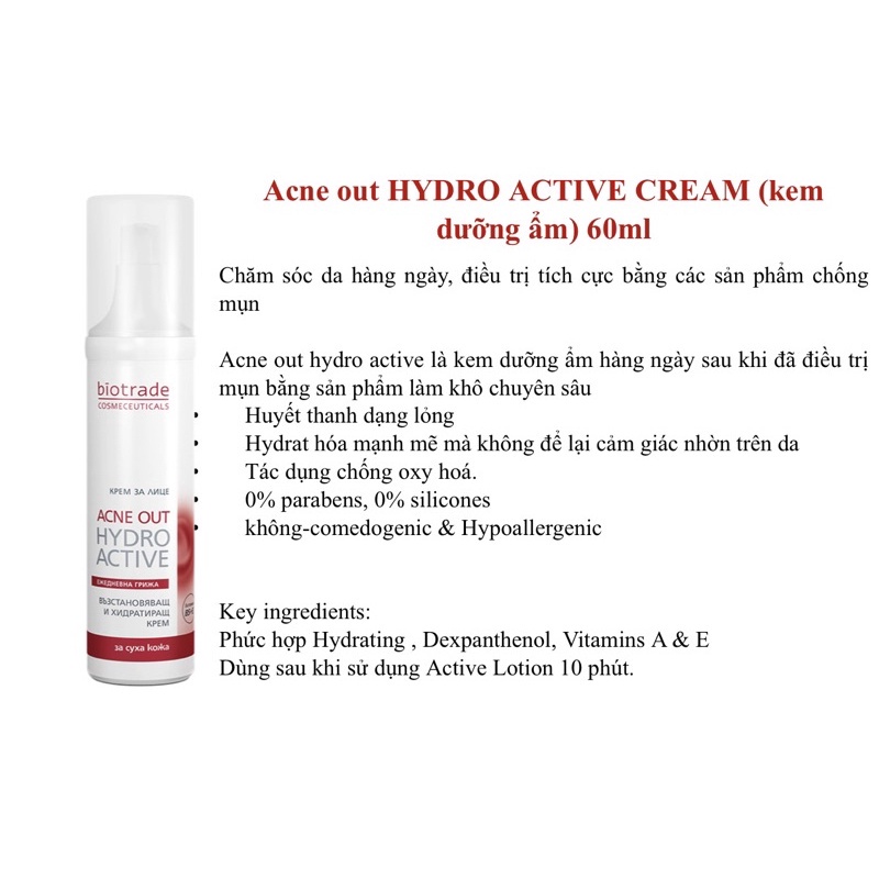 Kem Dưỡng Dành Cho Da Mụn- Biotrade Acne Out Hydro Active Cream
