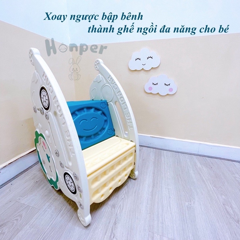 Bập bênh thỏ sư tử trắng kiêm ghế ngồi