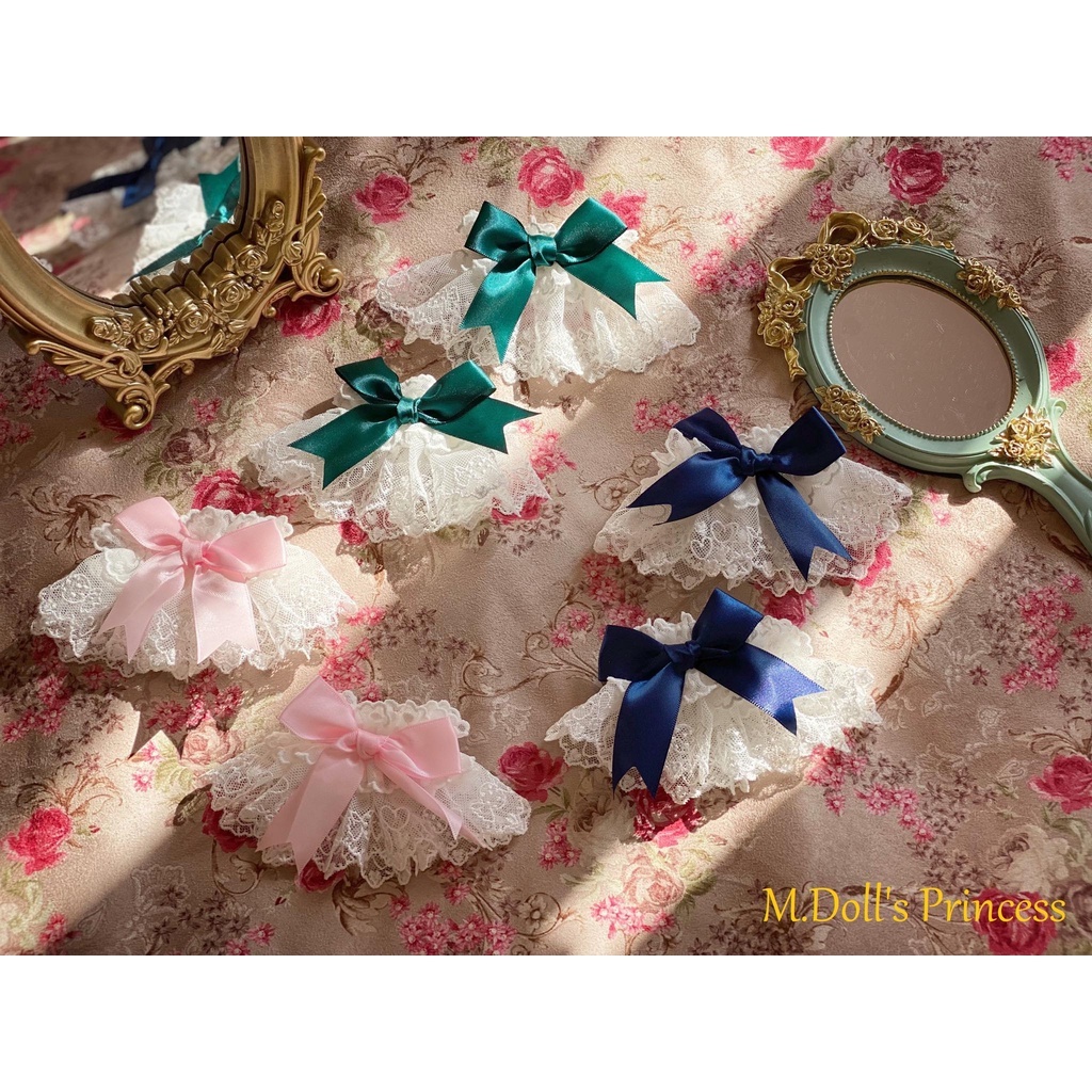 ⚡50k/ đôi⚡Ren cổ tay có nơ wrist cuffs phụ kiện Lolita họa tiết kẹo trái tim sweet candy ngọt ngào WRC01