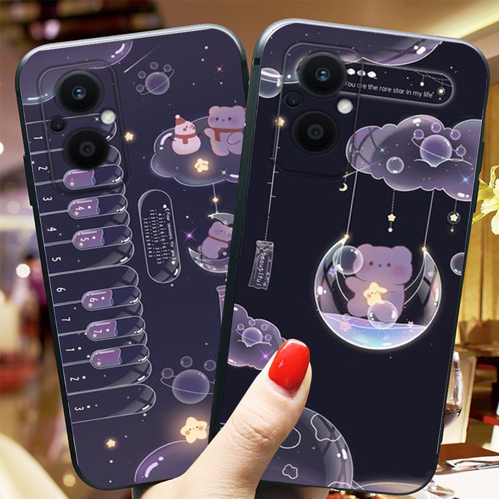 Ốp lưng điện thoại oppo reno 8z bộ gấu tím may mắn