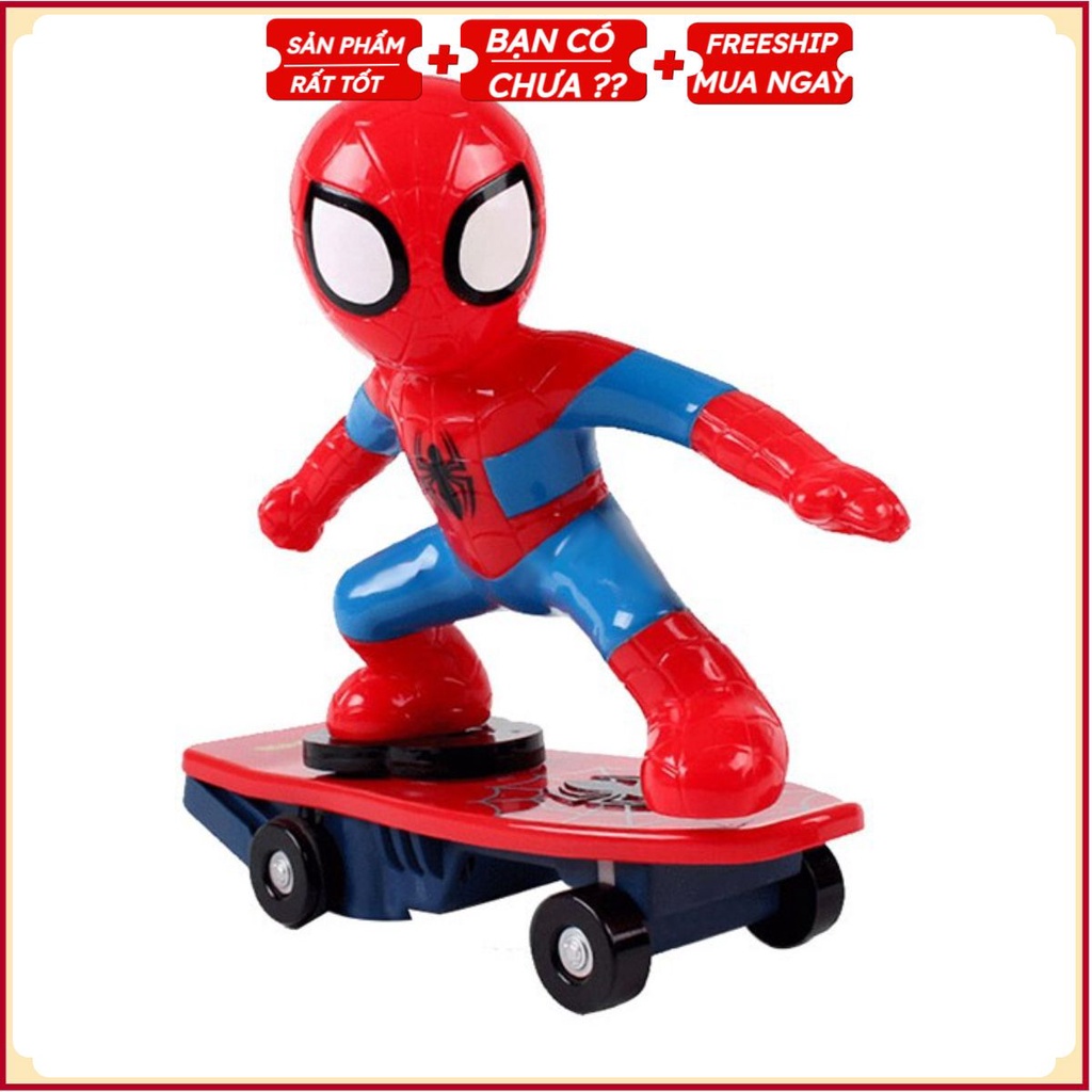 Đồ Chơi Người Nhện TRƯỢT VÁN Chạy Pin, Phát Nhạc Thú Vị Cho Bé
