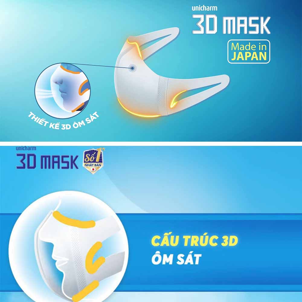 Khẩu trang Unicharm 3D Mask Super Fit Nhật Bản ngăn khói bụi - 1 gói 5 chiếc