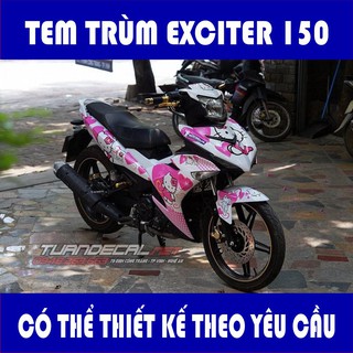  Tem Trùm Exciter 150 Hello Kitty - Có thể thiết kế theo yêu cầu riêng của từng khách hàng - Ship hàng toàn quốc