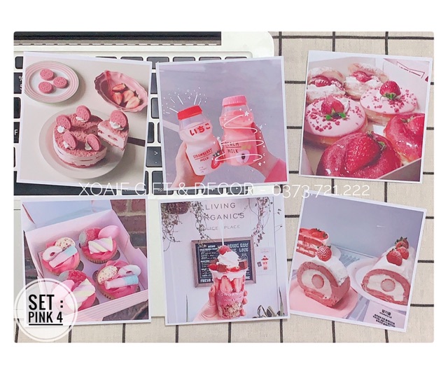 Set thiệp postcard màu hồng PINK có sẵn decor phòng