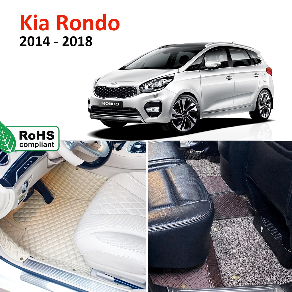 Thảm lót sàn 6D CAO CẤP Kia Rondo 2014-2018 7 chỗ chống nước, phủ kín sàn xe, cách âm hiệu quả