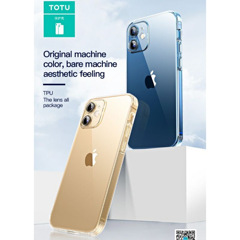 (iphone 12) Ốp lưng TOTU trong suốt bảo vệ camera cho iPhone 11, 11 Pro, 11 Pro Max 12 Mini 12 Pro 12 Pro Max viền vuông