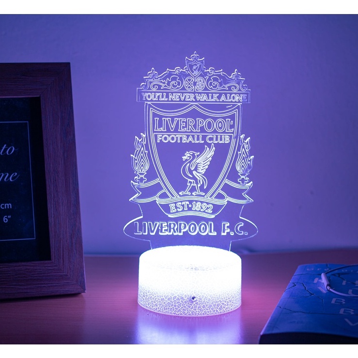 Đèn Ngủ Led 3D Logo CLB Bóng đá Liverpool | 16 Màu + Remote | Đèn Led 3D Liverpool trang trí phòng ngủ, để bàn
