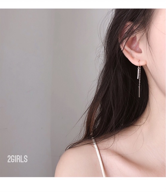 Bông tai khuyên tai bạc ý 30% mẫu thư ký kim nhỏ xinh hàn quốc thanh lịch