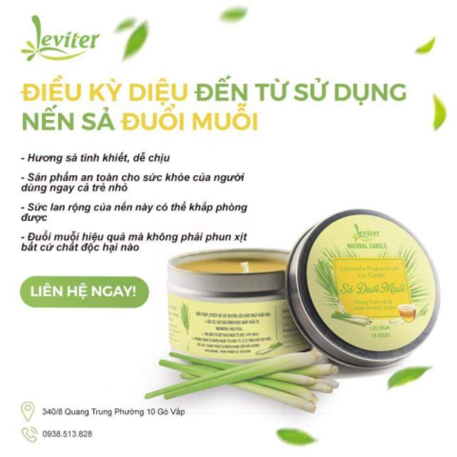 THANH LÝ Nến thơm Sả đuổi muỗi  , khử mùi, sát khuẩn - Citronella Candle Leviter