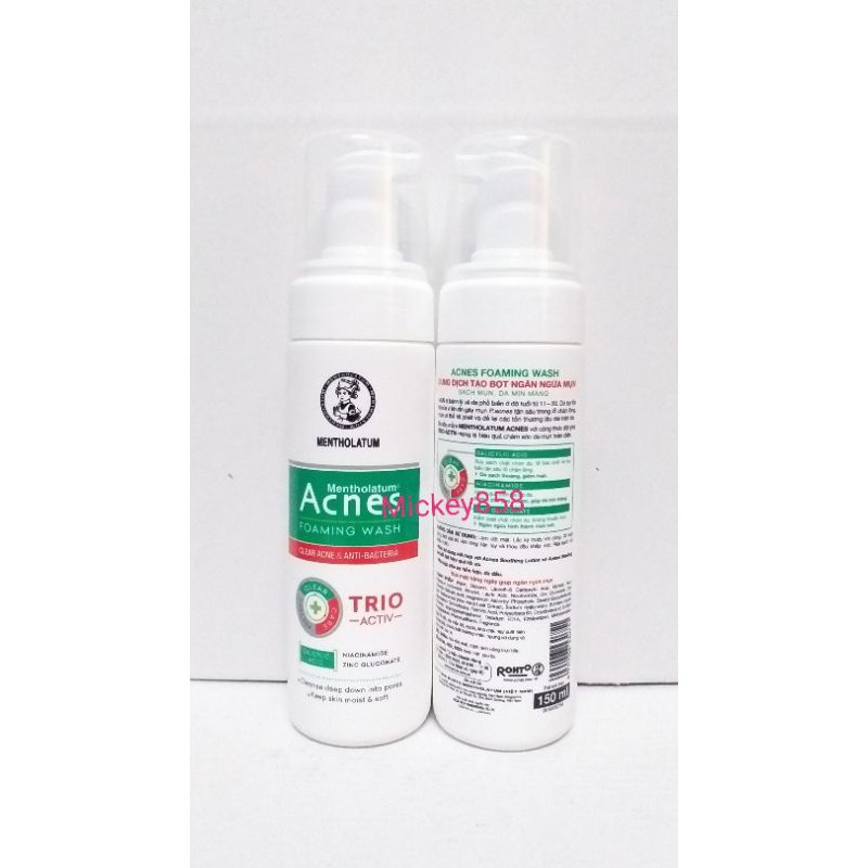 ACNES FOAMING WASH dung dịch tạo bọt rửa mặt ngăn ngừa mụn 150ml