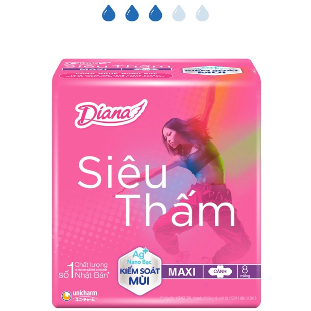 Date mới - lốc 6 gói Diana maxi cánh - 1 gói 8 miếng