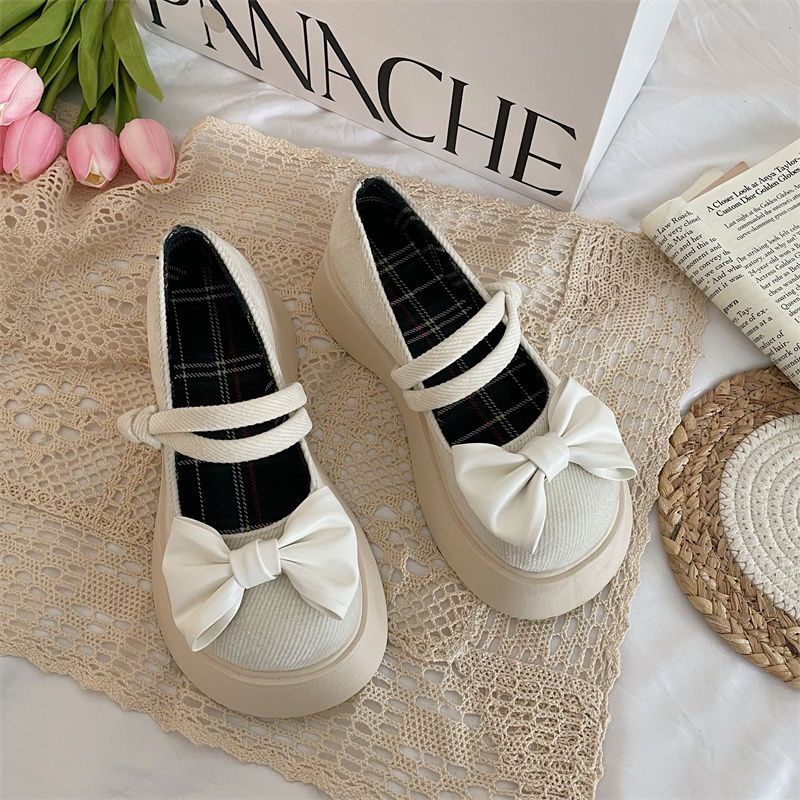 Giày Da Đế Dày Đính Nơ Phong Cách Lolita Nhật Bản Thời Trang Mùa Hè Cho Nữ