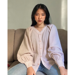 TheBlueTshirt - Áo Kiểu Nữ Tay Phồng - Wrinkle Puff Blouse