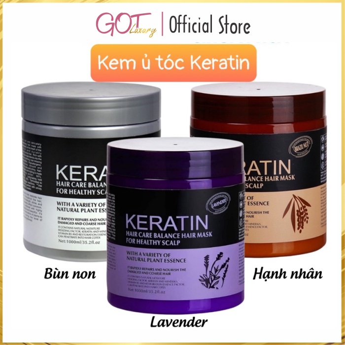 Kem ủ tóc KERATIN COLLAGEN 1000ML LAVENDER BRAZIL NUT - Ủ hấp tóc cung cấp dưỡng chất KERATIN tự nhiên GOT STORE