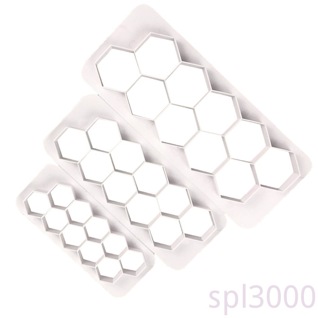 Set 3 Khuôn Cắt Tạo Hình Lục Giác Trang Trí Bánh