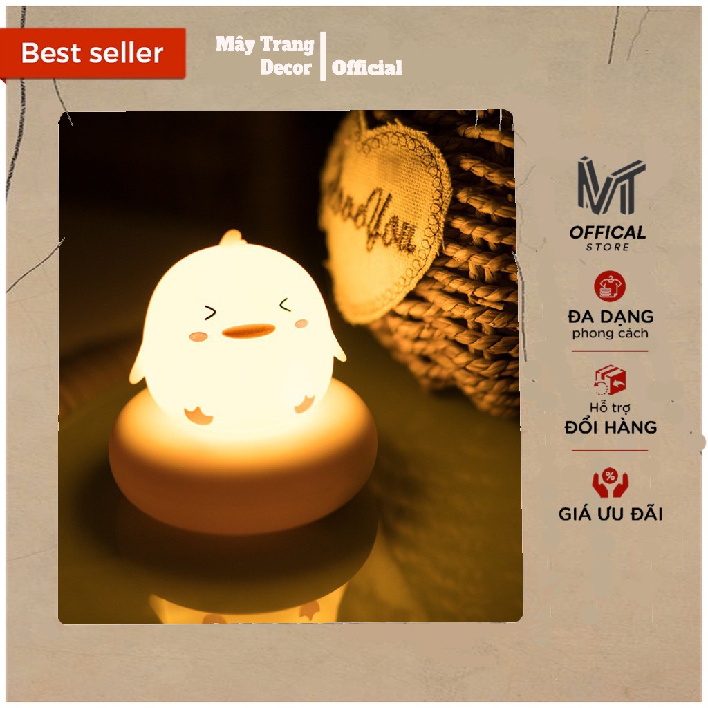 Đèn Ngủ Led Usb Mini Dễ Thương Pat Đèn Đêm 3 Cấp Độ Sáng Có Thể Sạc