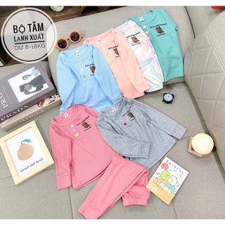 Bộ thu đông bé gái, bộ dài tay cho bé trai, bé gái minky mom len tăm co giãn bo gấu, đồ bộ cho bé mặc nhà thu đông