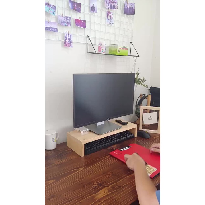 Kệ gỗ để màn hình máy tính, laptop cho bàn làm việc, đế kê màn hình máy tính 20x50x10cm.