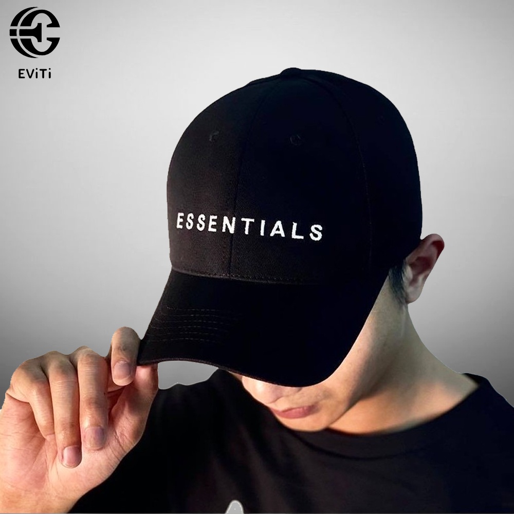 Mũ/ Nón lưỡi trai Essential màu đen unisex chất liệu kaki logo thêu sắc nét cá tính