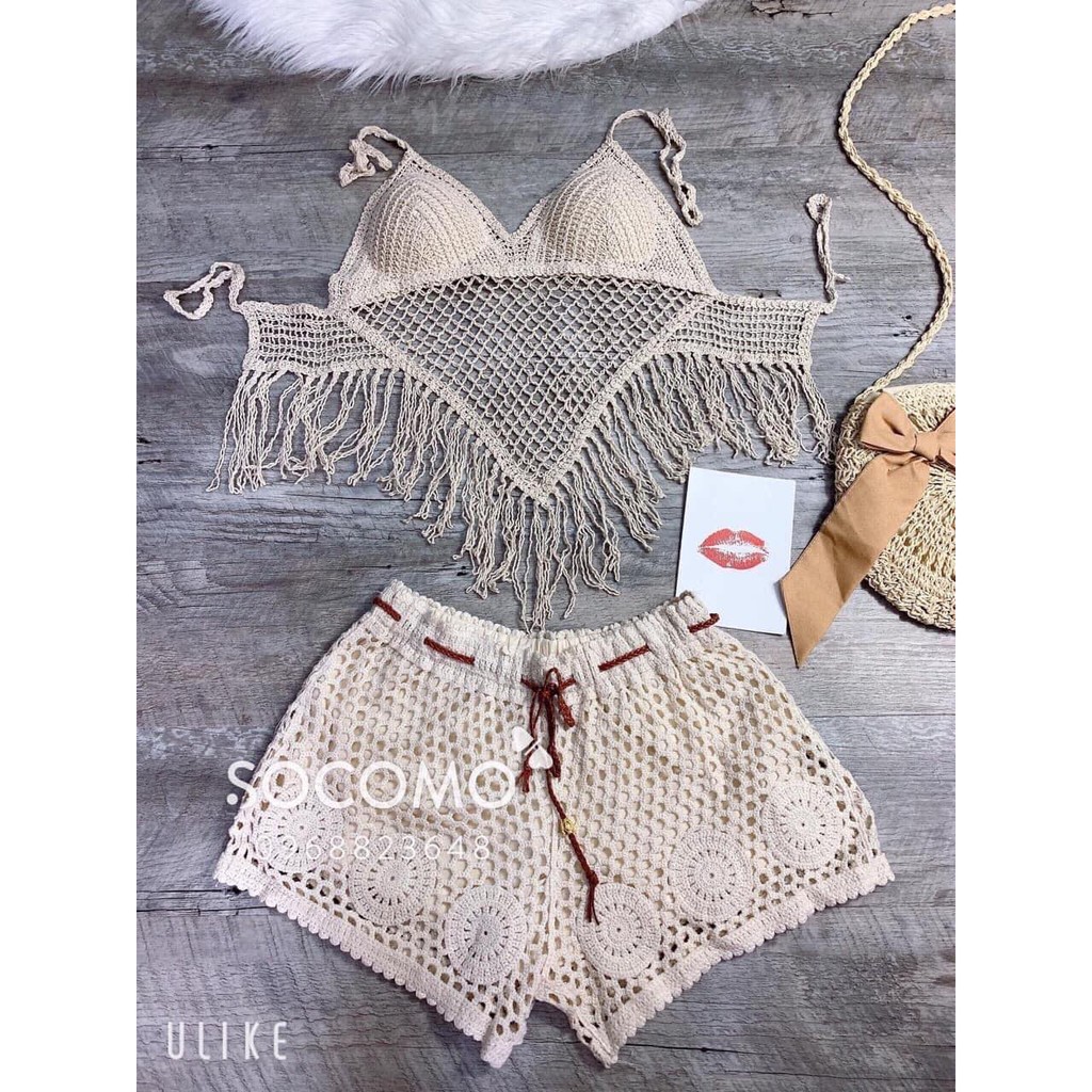 Áo Bra Đi Biển Nữ 🌸 Áo len đan móc bikini sexy đi bơi SIÊU HOT 🌸 | BigBuy360 - bigbuy360.vn