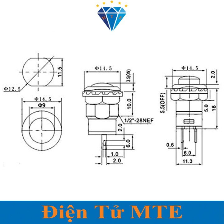 Nút Nhấn Giữ - Nút Nguồn 12mm 1.5A 250VAC