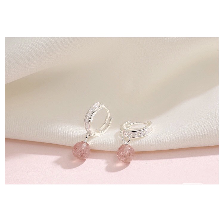 Bông Tai Nữ Bạc 925 Cao Cấp ERASHOP 075846 - Tròn Hạt Hồng Nữ Tính, Sang Chảnh, Phù Hợp Đi Tiệc, Đi Chơi, Siêu Rẻ Đẹp