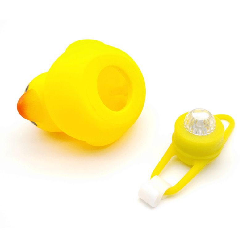 Bộ chú vịt con màu vàng có đèn và chuông cho xe đạp MTB/mũ bảo hiểm xe máy