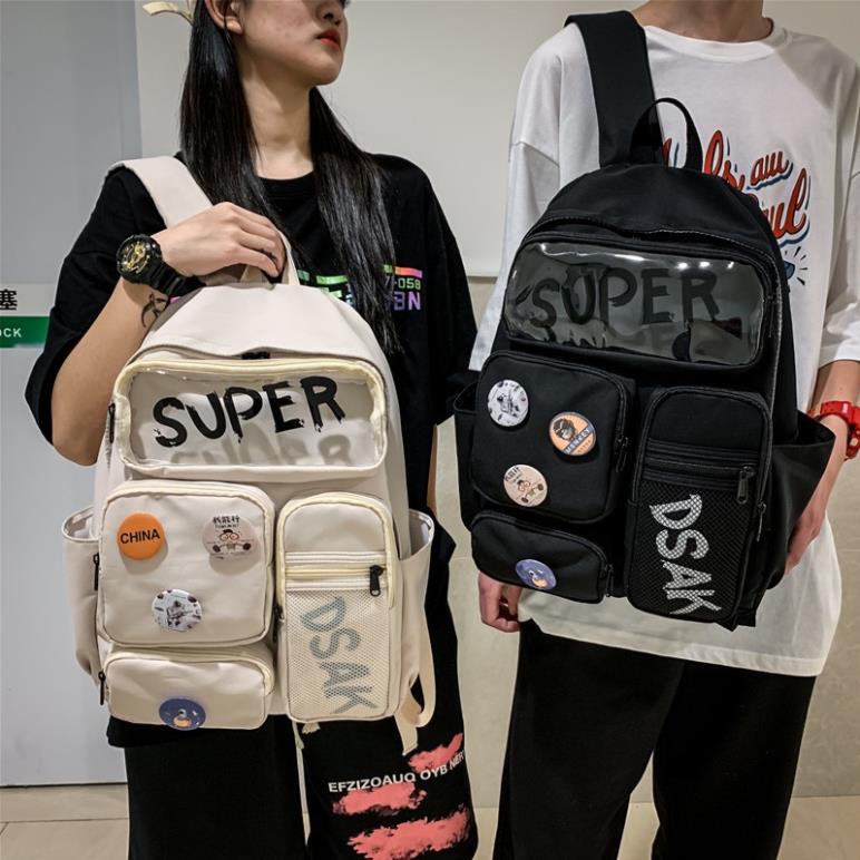 Balo nam nữ ulzzang, đựng lap 15.6 inch, vải chống thấm nước, đi học, đi chơi, balo Hàn Quốc 2023