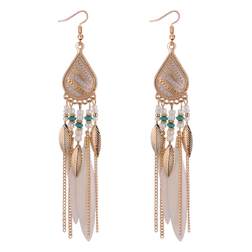 Đôi khuyên tai phong cách cổ điển đính lông vũ giả độc đáo cho nữ