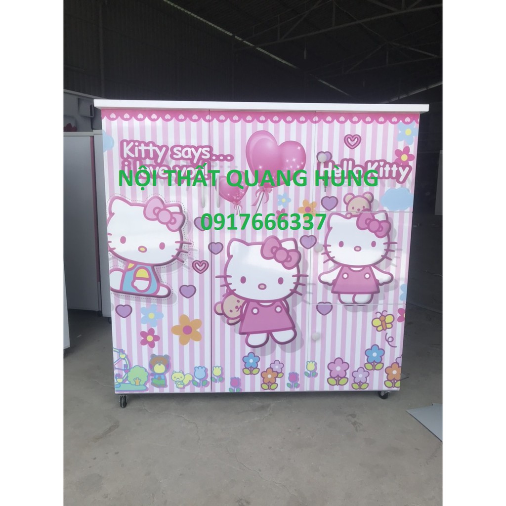 Tủ nhựa đài loan 2 cánh 5 học in 3D hình Hello kitty - miễn ship HCM