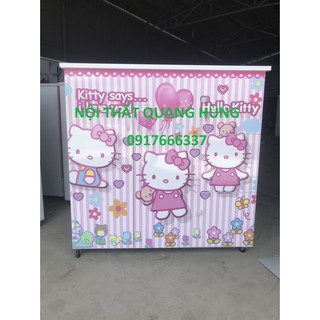 Tủ nhựa đài loan 2 cánh 5 học in 3D hình Hello kitty - miễn ship HCM