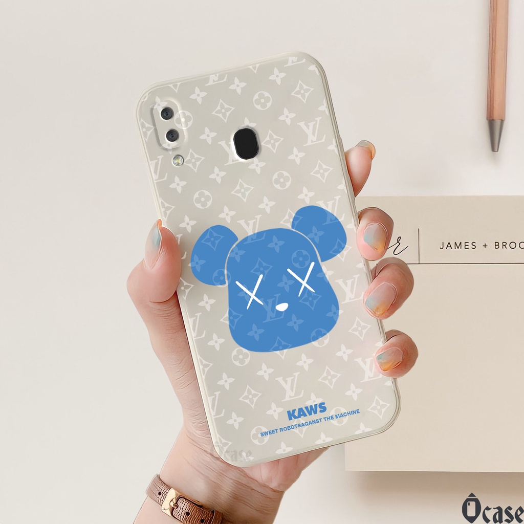 Ốp lưng Samsung A20 / A30 / M10s / A205 / A305 in hình gấu cạnh viền vuông có bảo vệ camera