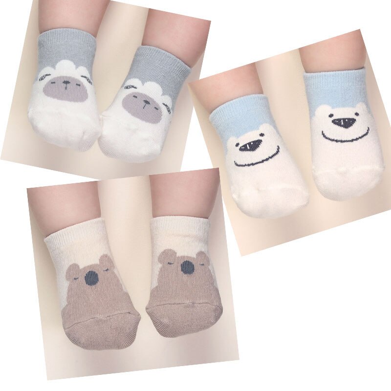 Vớ cotton mềm chống trượt họa tiết hoạt hình dễ thương cho bé sơ sinh từ 0-1 tuổi