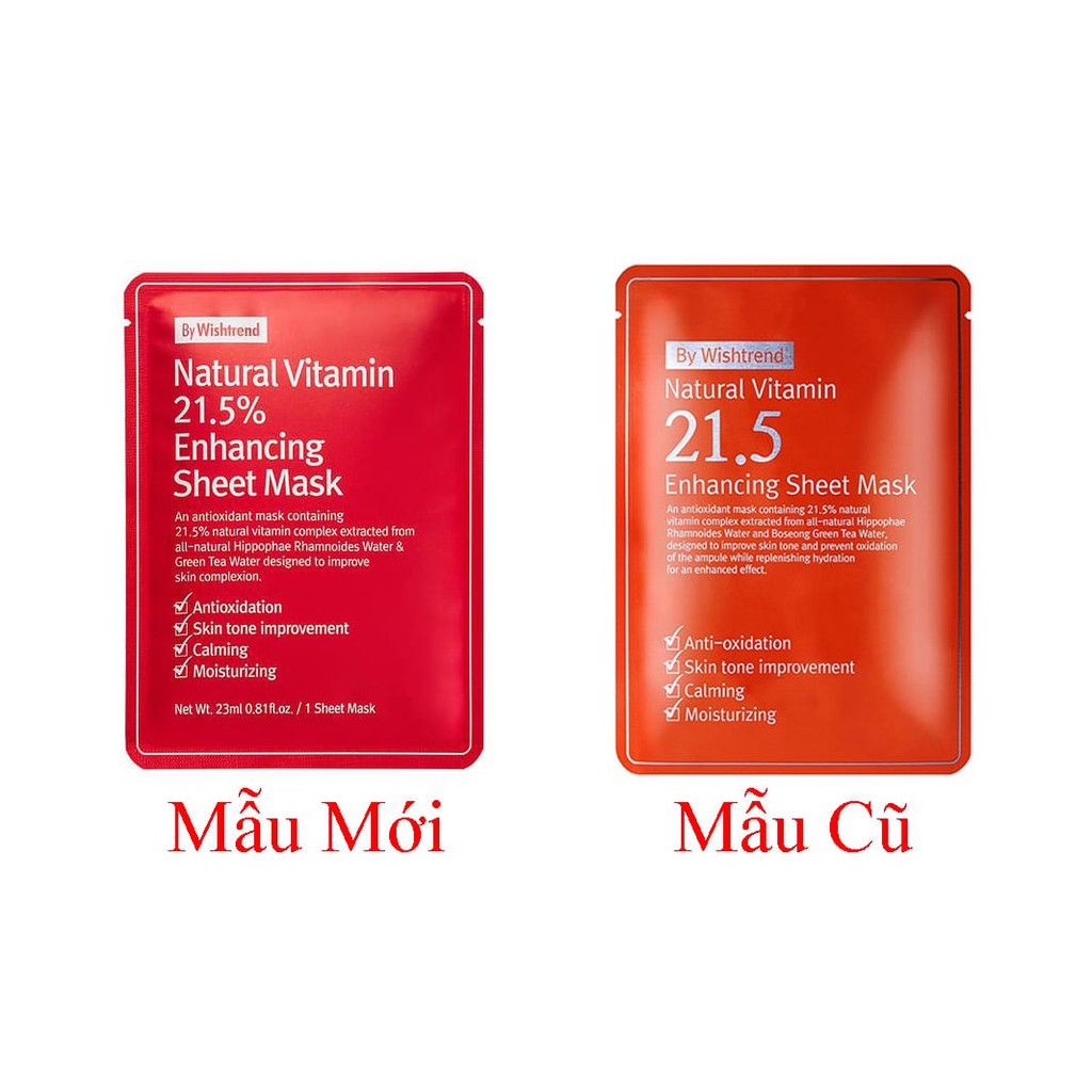 Mặt Nạ Giấy By Wishtrend Natural Vitamin 21.5% Enhancing Sheet Mask 23ml