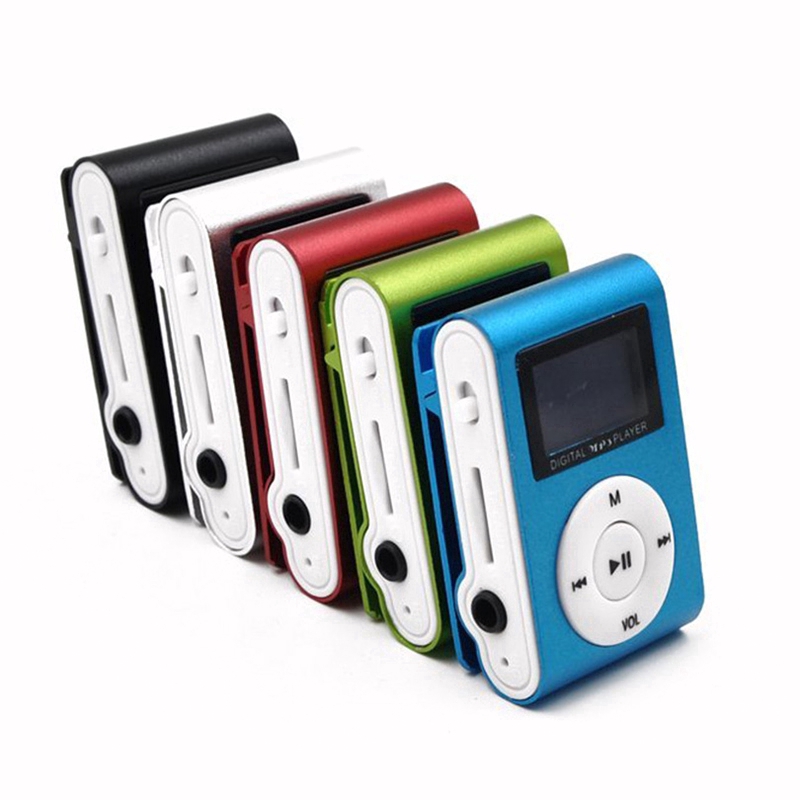 Máy nghe nhạc MP3 Player có kẹp kim loại với khe cắm thẻ nhớ và dây cáp