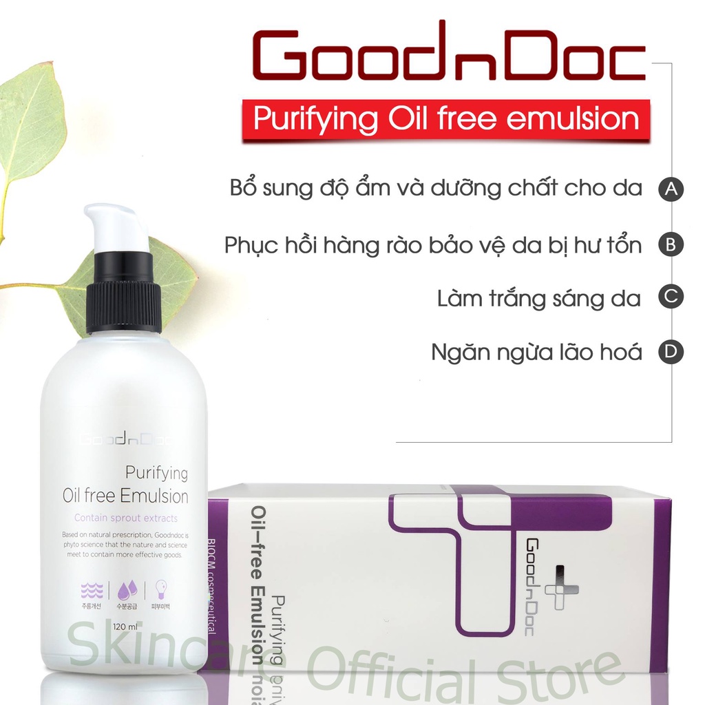 GoodnDoc Tinh chất dưỡng da GoodnDoc Purifying Oil Free Emulsion 125ml (Nhập khẩu chính hãng)