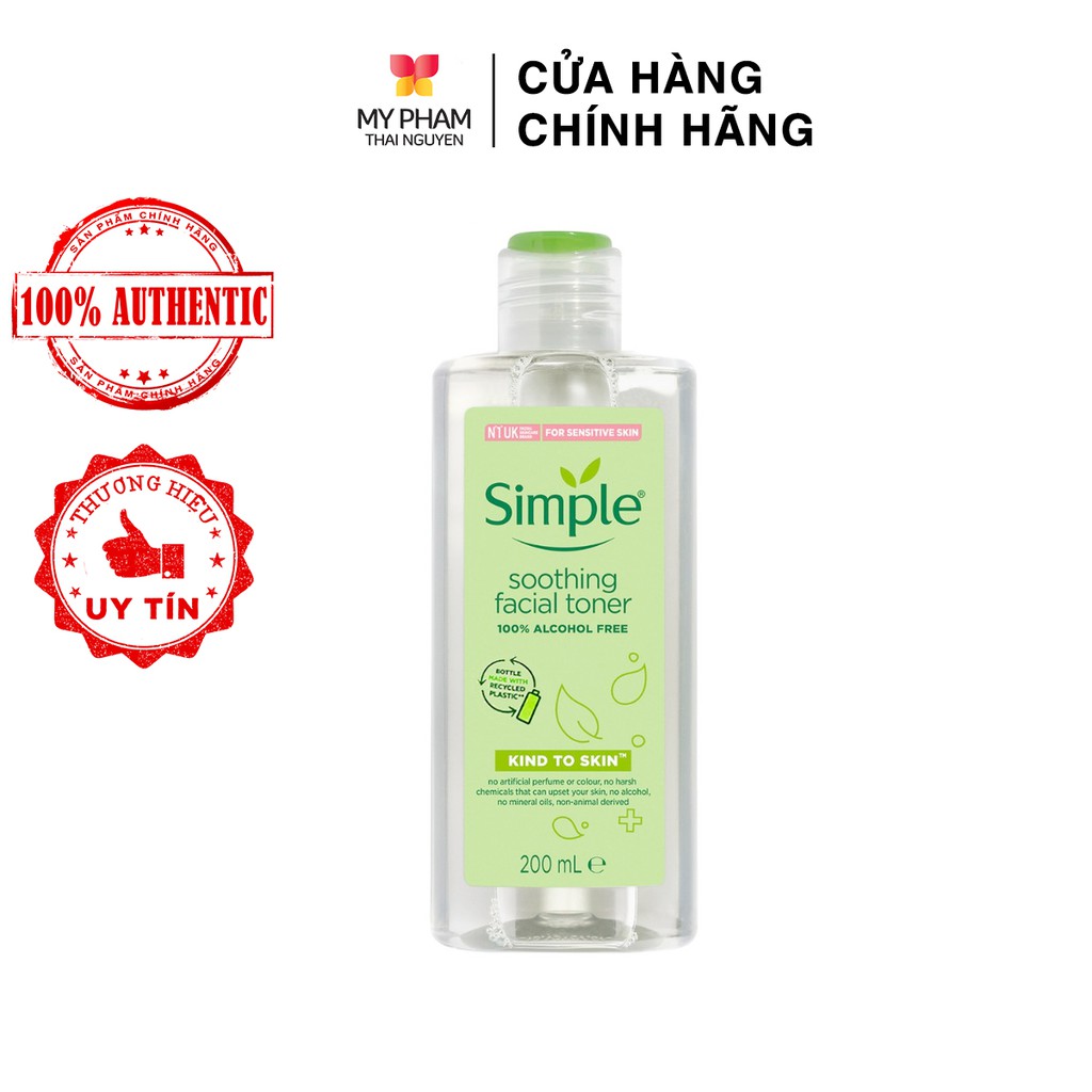 Nước Hoa Hồng Soothing Facial Toner Simple cân bằng ẩm cho da 200ml