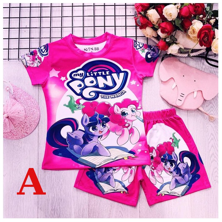 Đồ bộ bé gái hình ngựa Pony 9-24kg. Vải thun lạnh in 3d sắc nét. Giặt không vở hình - Tomchuakids.