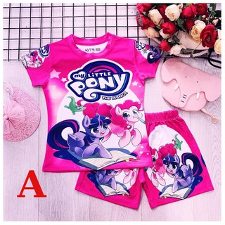Đồ bộ bé gái hình ngựa Pony 9-24kg. Vải thun lạnh in 3d sắc nét. Giặt không vở hình - Tomchuakids.