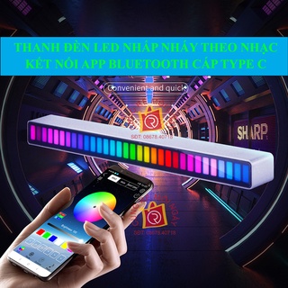 Thanh đèn led rgb cảm ứng theo nhạc kết nối app bluetooth 32 hạt màu , thanh đèn led rgb nhấp nháy theo nhạc, type c