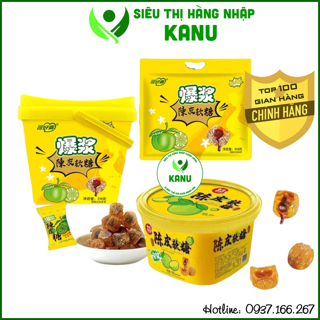 Ô mai xí muội chanh muối nhân siro tan chảy Wow 208g, omai ăn vặt ngon rẻ
