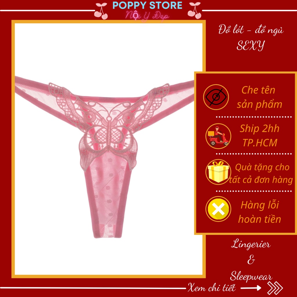 Quần lót nữ lọt khe hình bướm gợi cảm / Quần chip dây xuyên thấu gợi cảm - Sexy cho nữ, chất vải voan cao cấp-thoáng mát