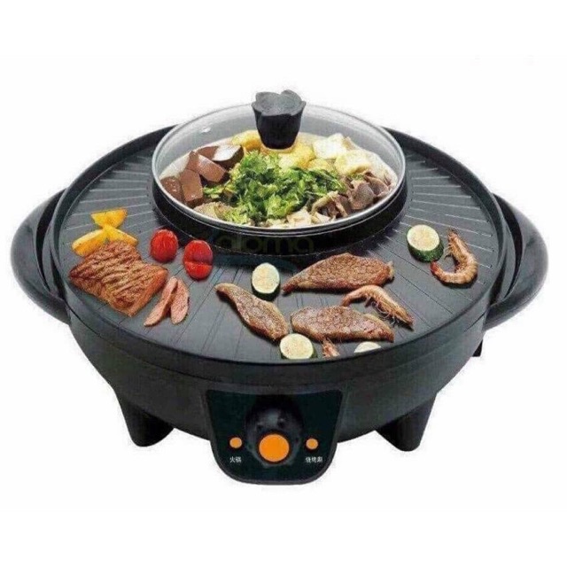 Nồi lẩu nướng tròn BBQ 2in1, Chảo lẩu nướng điện bàn tròn đa năng - DATHANG1688