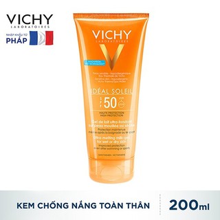 Kem Chống Nắng Toàn Thân Dạng Gel Sữa Không Nhờn Rít SPF 50 Chống Tia UVA & UVB Vichy Ideal Soleil Ultra Melting 200ml