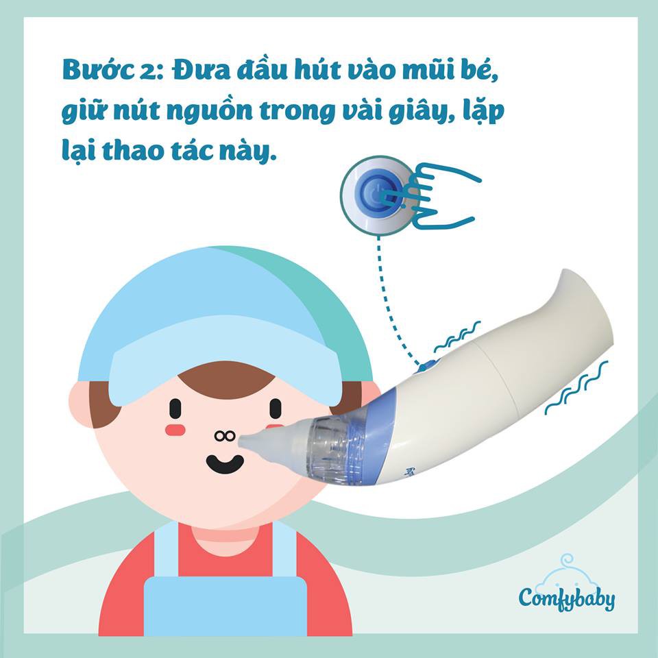 Máy vệ sinh mũi tự động đầu hút silicon mềm mại cho bé Comfy Baby - Hàng chính hãng - Bảo hành 12 tháng